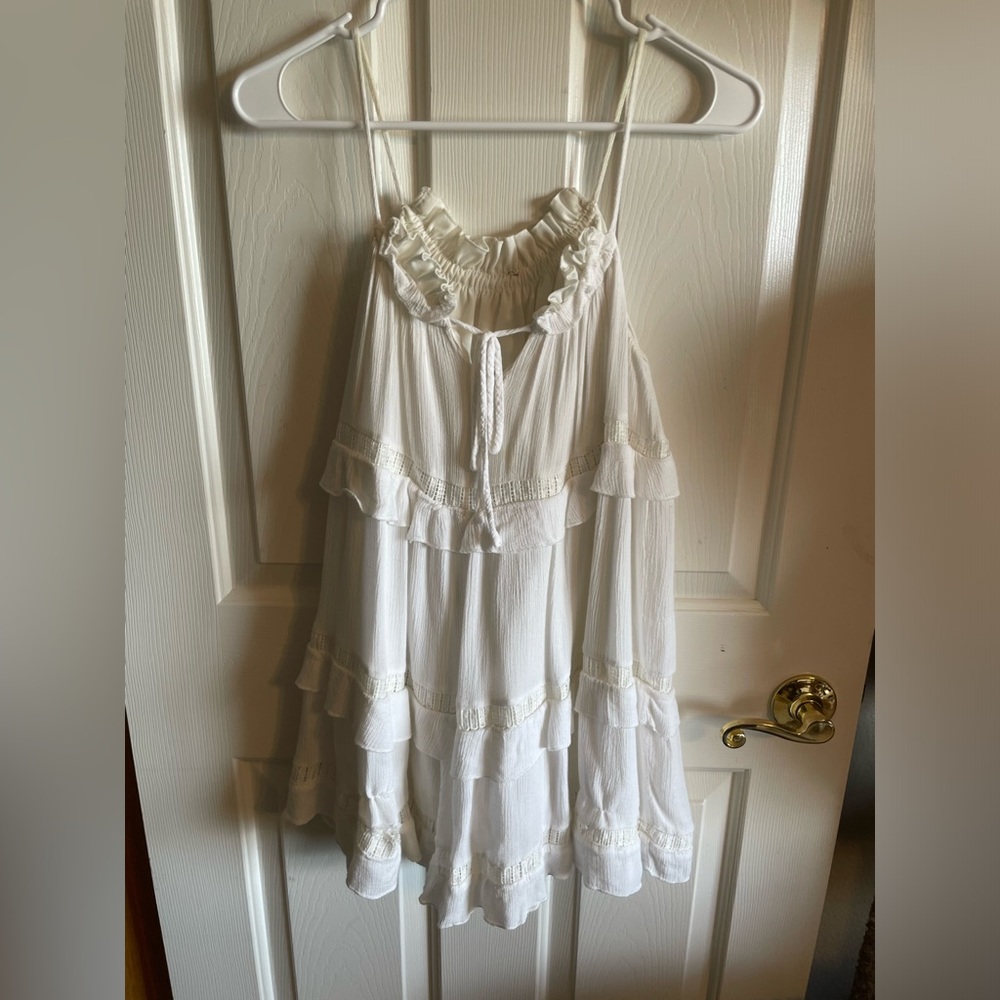 White Ruffle Bathing Suit Cover
